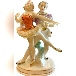 Rare Classic MCM Bone China‎ Glass Lace Ballerina Couple 1950’s